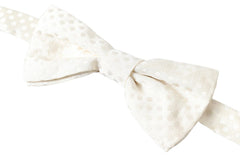 Dolce & Gabbana Elegant Ivory Fantasy Pattern Silk Bow Tie