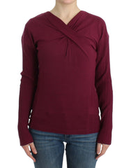 Cavalli Elegant Purple Keyhole Wool Sweater