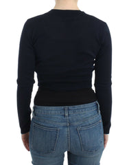 Cavalli Elegant Black Cropped Virgin Wool Cardigan