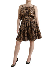 Dolce & Gabbana Leopard Print A-Line Cotton Dress