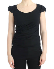 Cavalli Elegant Cap Sleeve Black Top