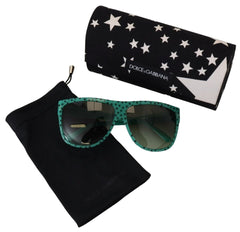 Dolce & Gabbana Green Stars Acetate Square Shades Sunglasses
