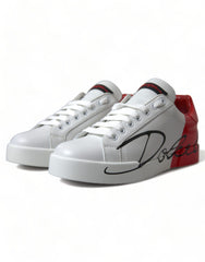 Dolce & Gabbana Elegant White Leather Portofino Sneakers