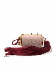 Dolce & Gabbana Exotic Pink Leather Mini Mirror Bag with Tassel