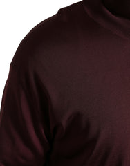Dolce & Gabbana Maroon Viscose Turtleneck Pullover Sweater
