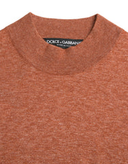 Dolce & Gabbana Silk-Cashmere Orange Crew Neck Sweater