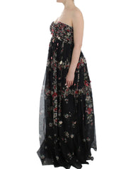 Dolce & Gabbana Elegant Strapless Silk Maxi Dress