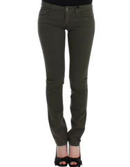 Costume National Chic Green Slim Leg Designer Jeans