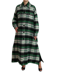 Dolce & Gabbana Green Plaid Long Sleeve Casual Coat Jacket