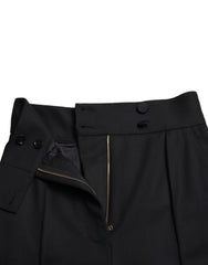 Dolce & Gabbana Black Wool High Waist Tapered Pants