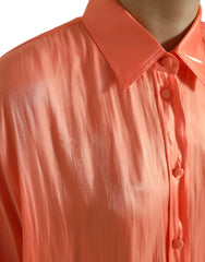 Dolce & Gabbana Peach Long Sleeve Button Down Blouse Top