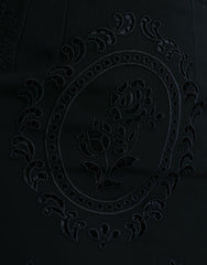 Dolce & Gabbana Black Floral Lace Viscose Bodycon Midi Dress
