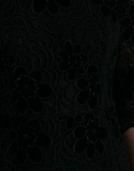 Dolce & Gabbana Black Floral Lace Cotton Bodycon Dress