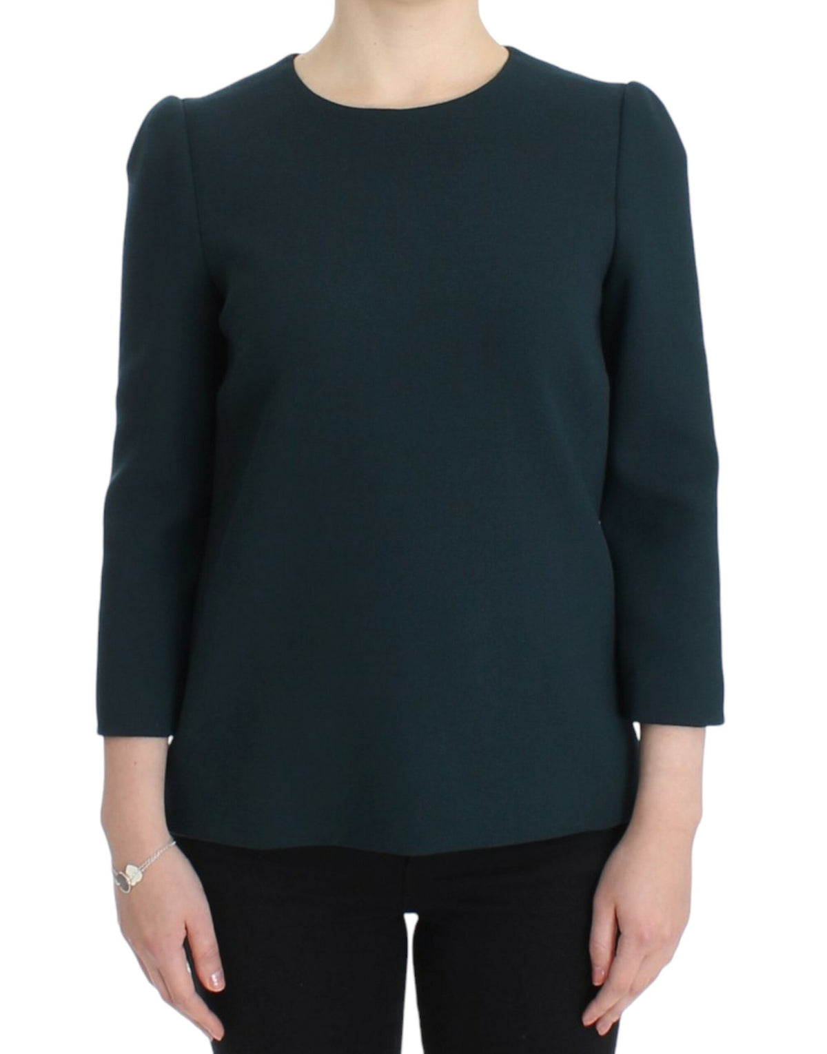 Dolce & Gabbana Enchanted Sicily Green Wool Silk Blend Blouse