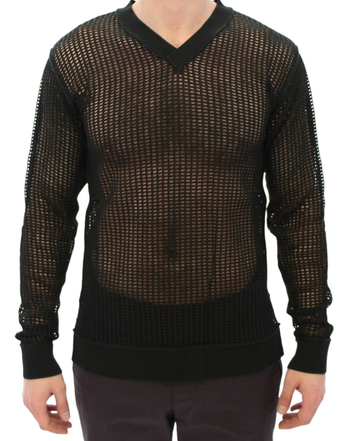 Dolce & Gabbana Elegant V-Neck Dark Green Knitted Sweater