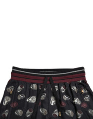 Dolce & Gabbana Black Ring Silk Jogging Trousers Pants