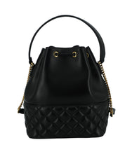 Versace Black Lamb Leather Bucket Shoulder Bag