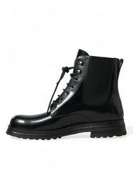 Dolce & Gabbana Elegant Black Leather Mid Calf Men's Boots