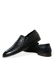 Dolce & Gabbana Elegant Black Leather Perforated Loafers