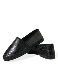 Dolce & Gabbana Exotic Black Leather Espadrilles