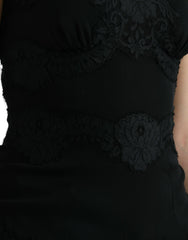 Dolce & Gabbana Black Silk Stretch Lace Sleeveless Tank Top