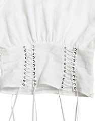 Dolce & Gabbana White Cotton Corset Cropped Long Sleeves Topclothing