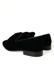 Dolce & Gabbana Elegant Black Velvet Loafers - Men's Luxury Footwear