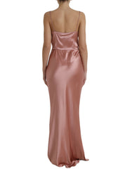 Dolce & Gabbana Pink Silk Spaghetti Straps Long Gown Dress