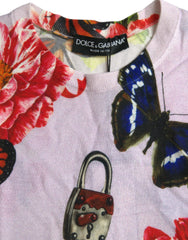 Dolce & Gabbana Multicolor Floral Padlock Butterfly Tank Top