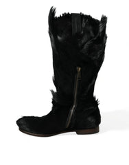 Dolce & Gabbana Opulent Gazelle Fur Mid Calf Boots