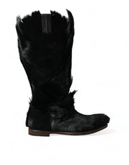 Dolce & Gabbana Opulent Gazelle Fur Mid Calf Boots