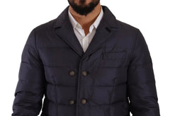 Dolce & Gabbana Blue Silk Goat Coat Blouson Winter Jacket