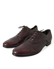 Dolce & Gabbana Elegant Burgundy Leather Derby Shoes