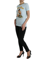 Dolce & Gabbana Light Blue Cotton Free Love Crew Neck T-shirt