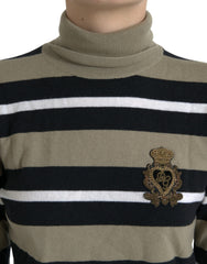 Dolce & Gabbana Multicolor Stripe Wool Logo Pullover Sweater