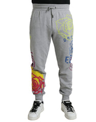 Dolce & Gabbana Gray Cotton Graffiti Sweatpants Jogger Pants
