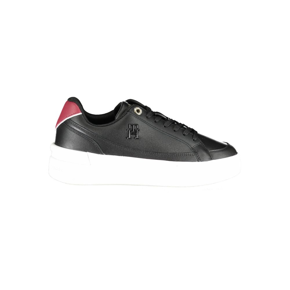 Tommy Hilfiger Black Leather Women Sneaker