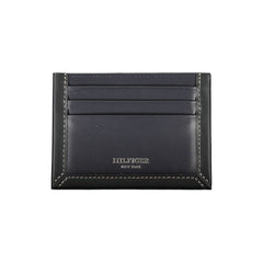 Tommy Hilfiger Sleek Blue Leather Card Holder with Contrast Detail