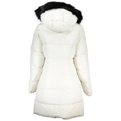 Calvin Klein Elegant Long Sleeve Jacket with Fur-Trimmed Hood