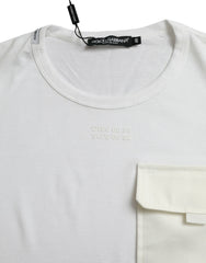 Dolce & Gabbana White Cotton Pocket Short Sleeves T-shirt