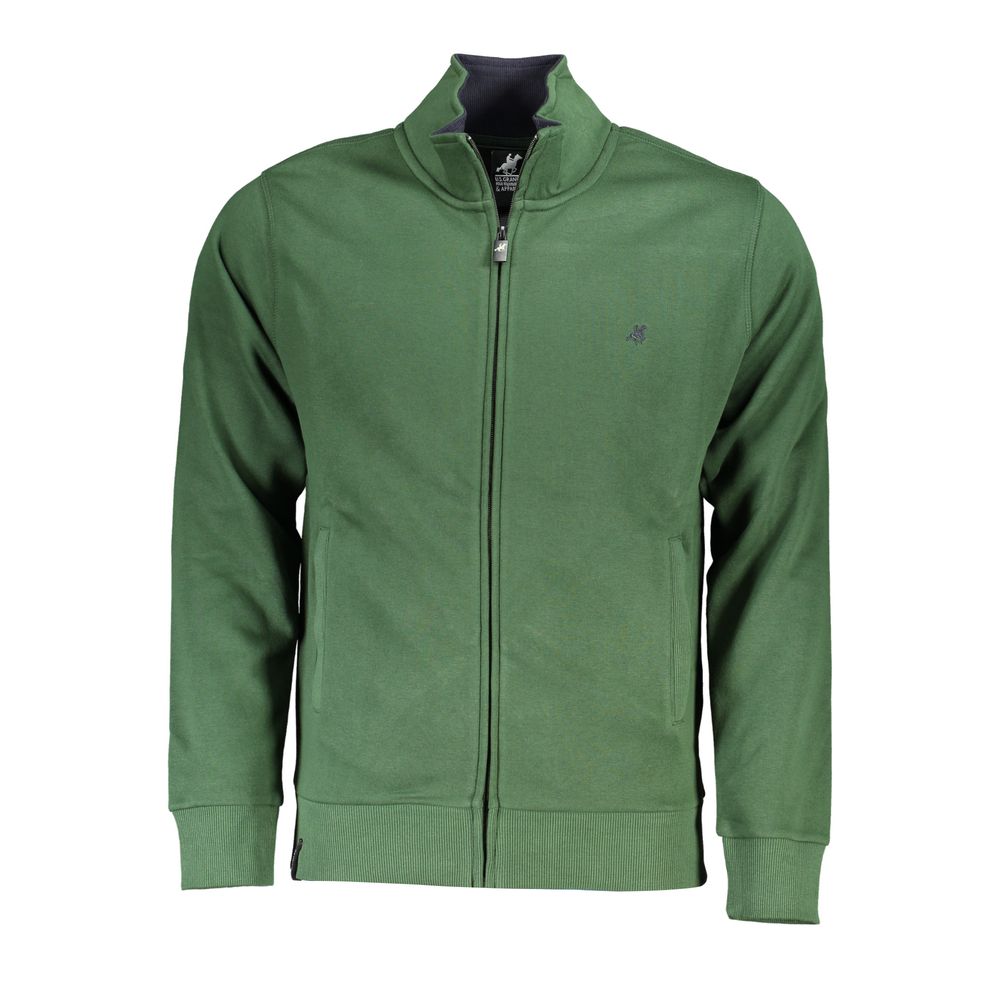 U.S. Grand Polo Chic Green Embroidered Zip Sweatshirt