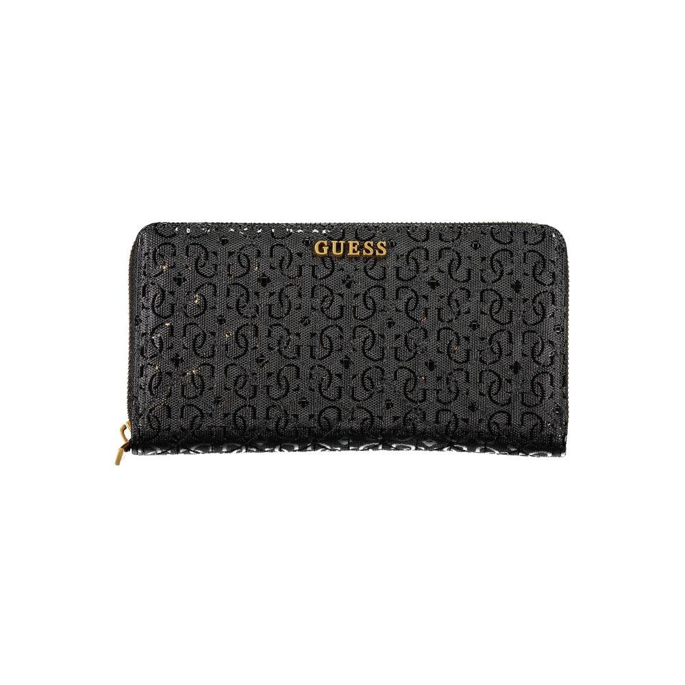 Guess Jeans Elegant Black Polyethylene Wallet with Zip Closure