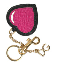 Dolce & Gabbana Stunning Gold and Pink Leather Keychain