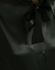 Dolce & Gabbana Gray Long Sleeves Ascot Collar Blouse Top