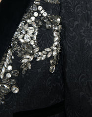 Dolce & Gabbana Black Crystal Embellished Overcoat Jacket