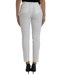 Dolce & Gabbana White Wool Mid Waist Tapered Pants
