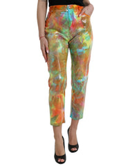 Dolce & Gabbana Multicolor Tie Dye Sequined High Waist Cropped Pants