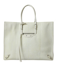 Balenciaga Chic Python Leather Tote in White & Yellow