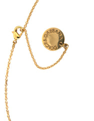 Dolce & Gabbana Gold Brass Chain Dog Heart Pendant Charm Necklace