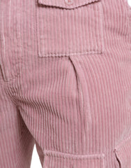 Dolce & Gabbana Pink Corduroy Cotton Stretch Skinny Cargo Jeans